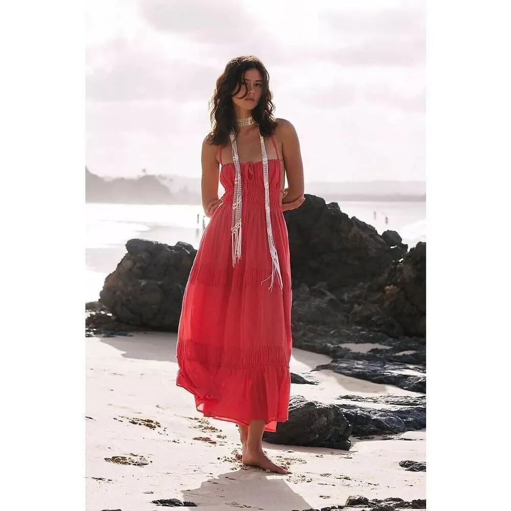 red corset strapless prom dress Lace 2026 With Ruffled Appliques Red / US14W Color:blush-pink Textured Floral Details bright orange midi dress Women's Slimming Long Sleeve